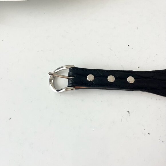 Rod Patrick Boots Mens Western Belt 1.5 in Taper 34 Genuine Black Caiman Leather - Picture 3 of 11